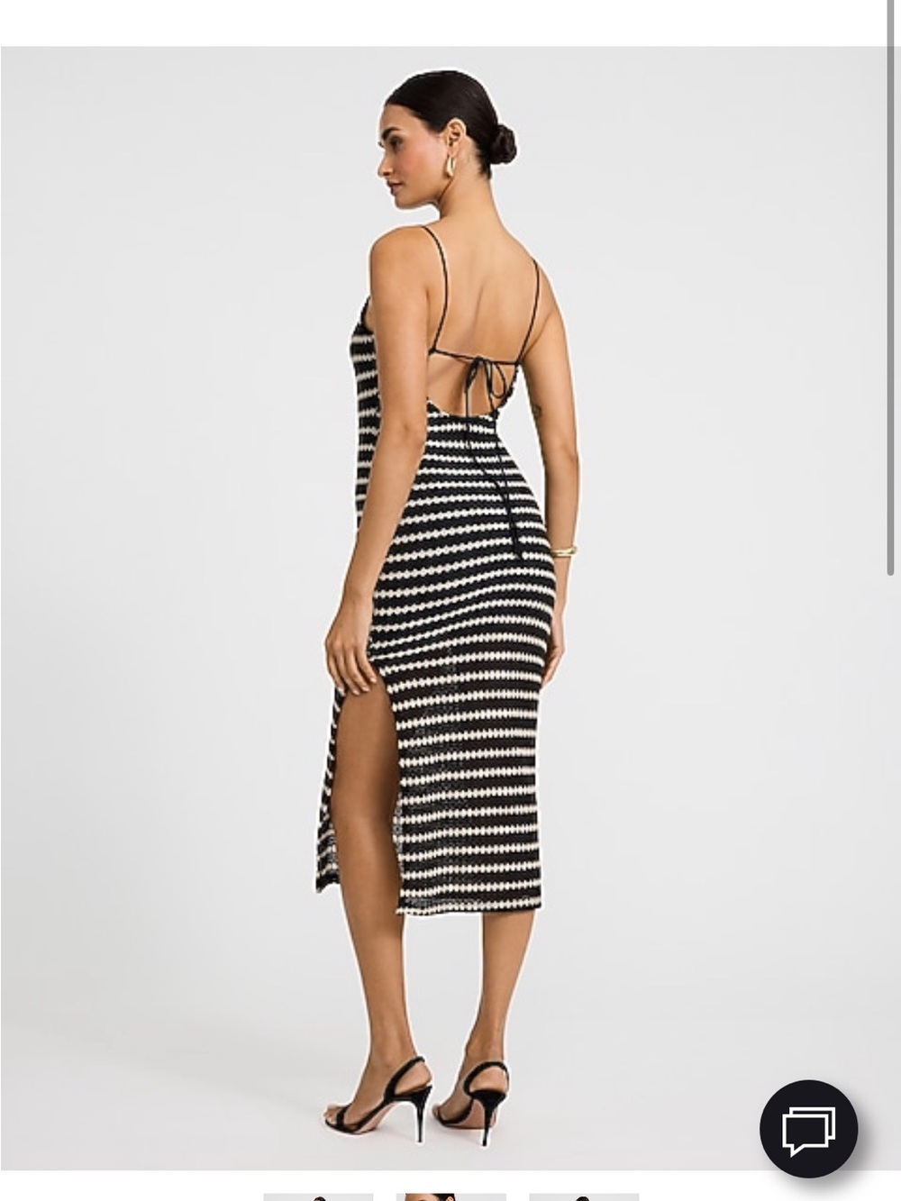 Express Black & White Striped Spaghetti‑Strap Midi Dress - Picture 3 of 4